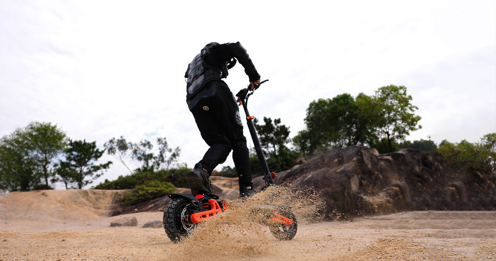 Riding IWAFO's electric scooter off-road