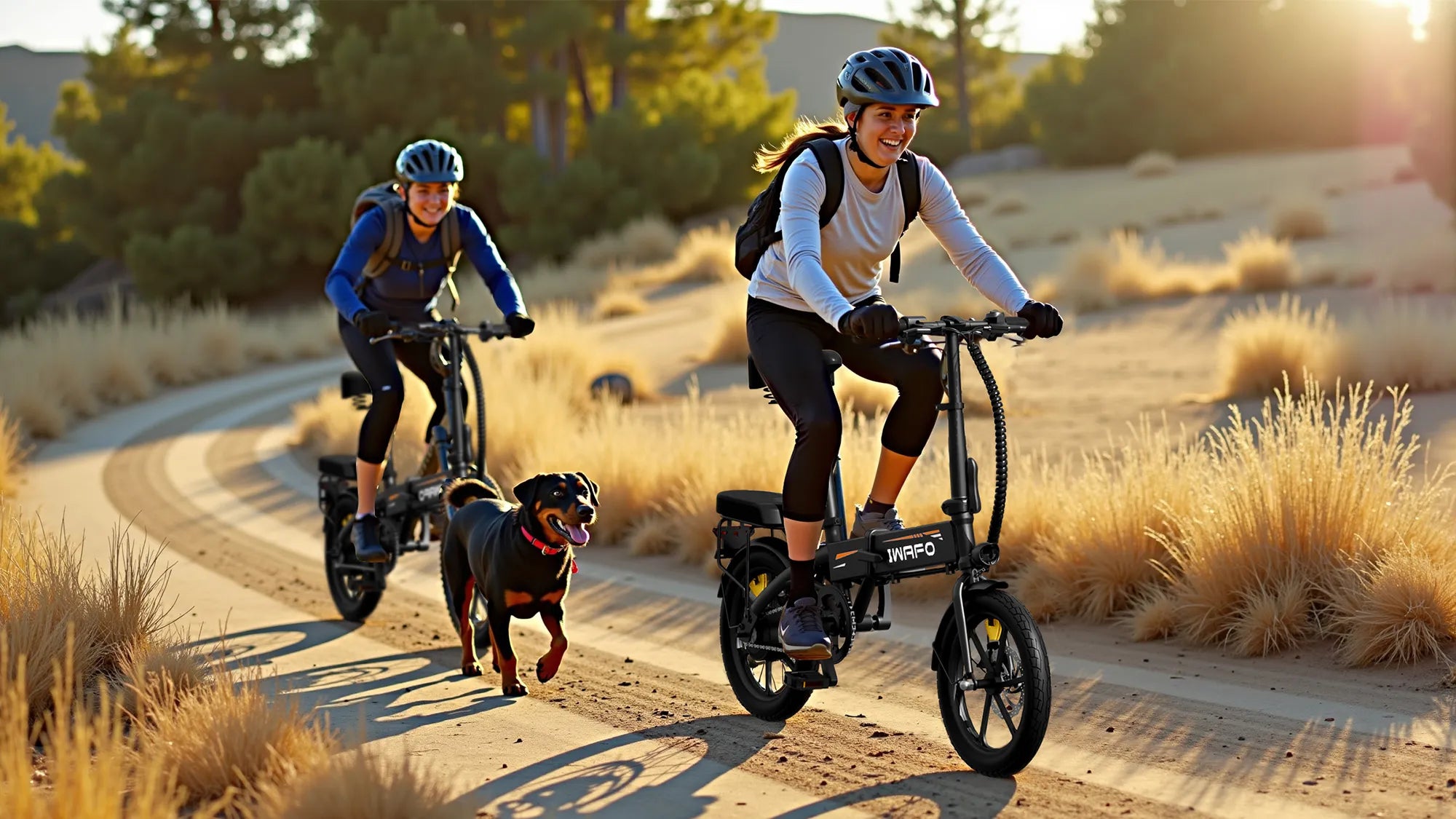 A_family_is_enjoying_a_pleasant_ride_of_Electric-Bike-IWAFO-IE1_in_the_wild